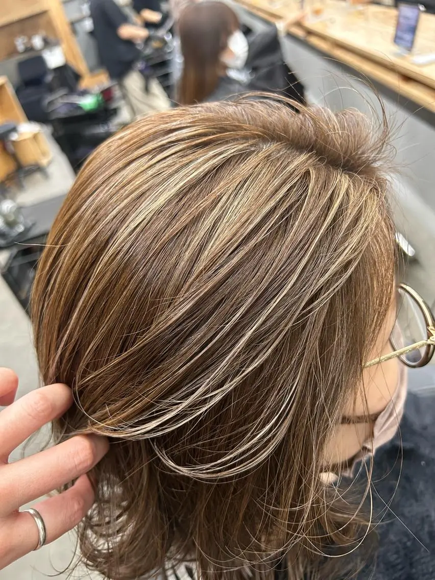 ミディアム カラー ハイライトカラー ハイライト N/デザインカラー 🌿ナギのヘアスタイル