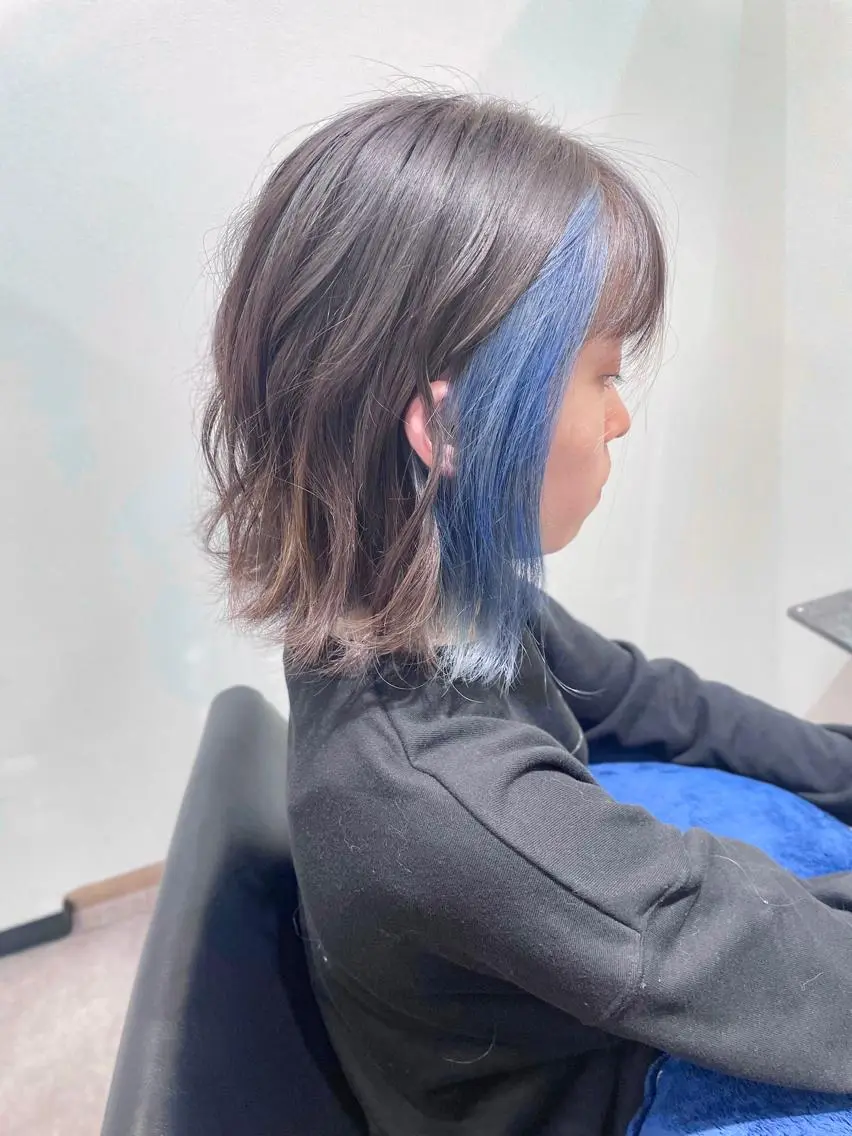 ミディアム カラー アッシュ ブルーカラー トリートメント 【半個室サロン】 山本 崇仁のヘアスタイル