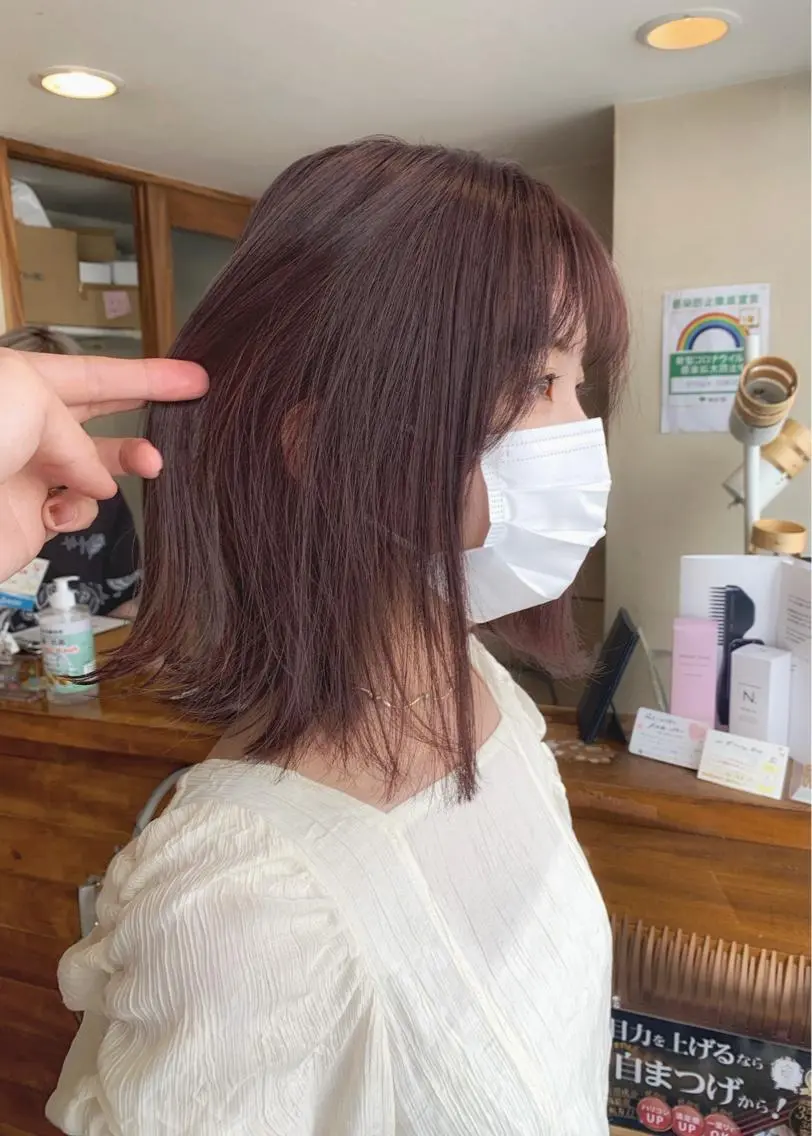 ミディアム カラー ベージュカラー ピンクカラー ピンクベージュ ヘアカラー トリートメント 矢野 晃平のヘアスタイル