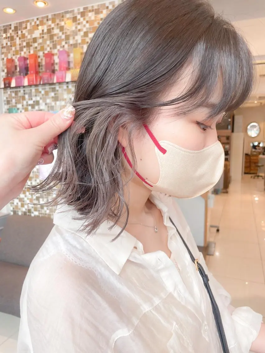 ミディアム カラー グレージュ インナーカラー ボブ ヘアカラー ✨カラー支持No.1 🧸ワキ カナコ🧸のヘアスタイル