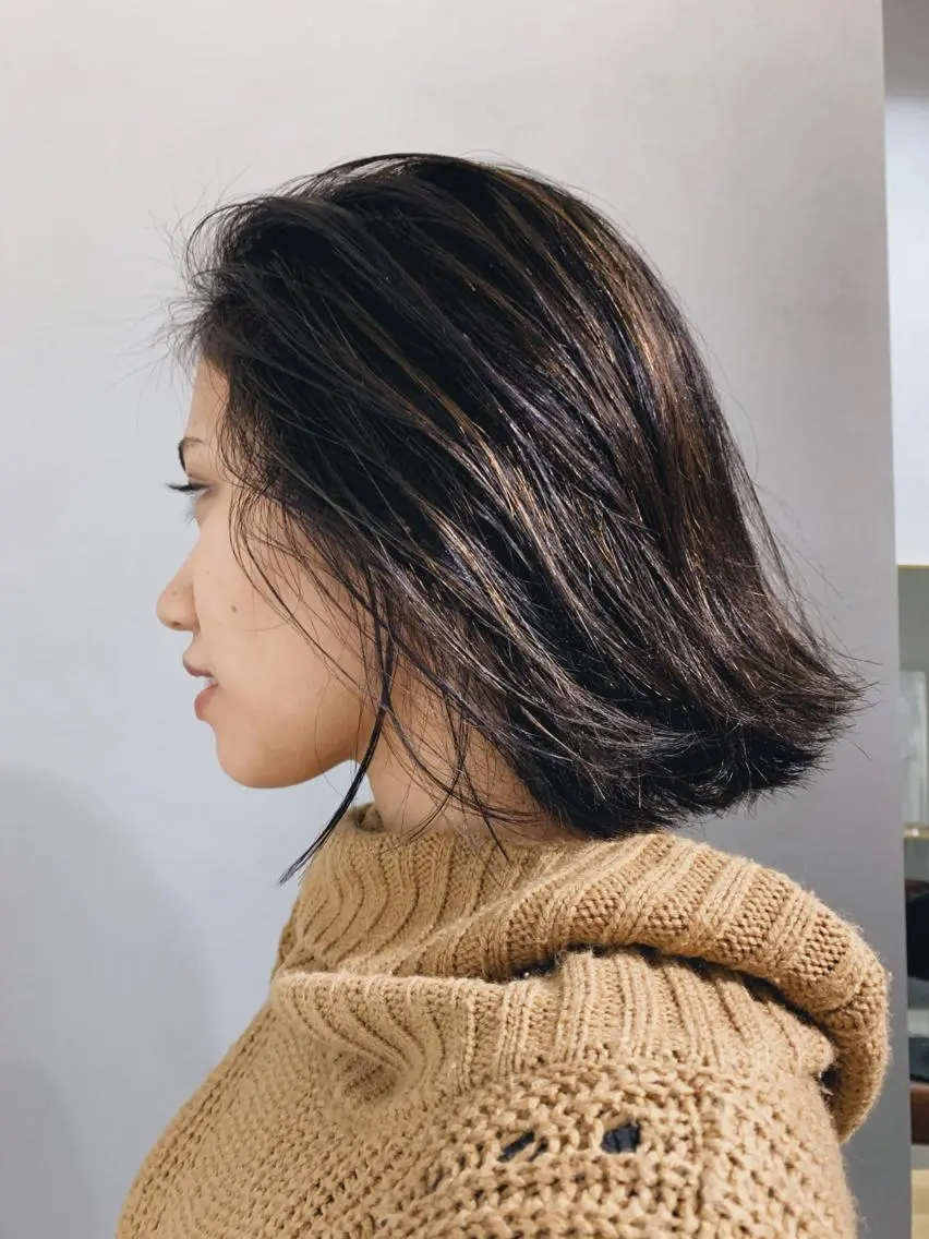 ミディアム カラー ヘアアレンジ ボブパーマコテ巻き風 パーマNo1深江秀平のヘアスタイル