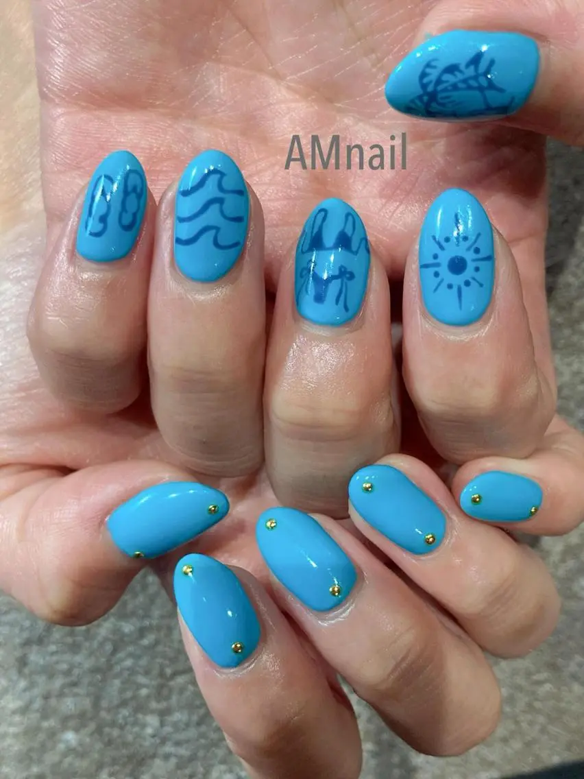 ネイル アートネイル 持ち込み ハンドネイル Am:nail 柏 SUE（スゥ）のネイルデザイン