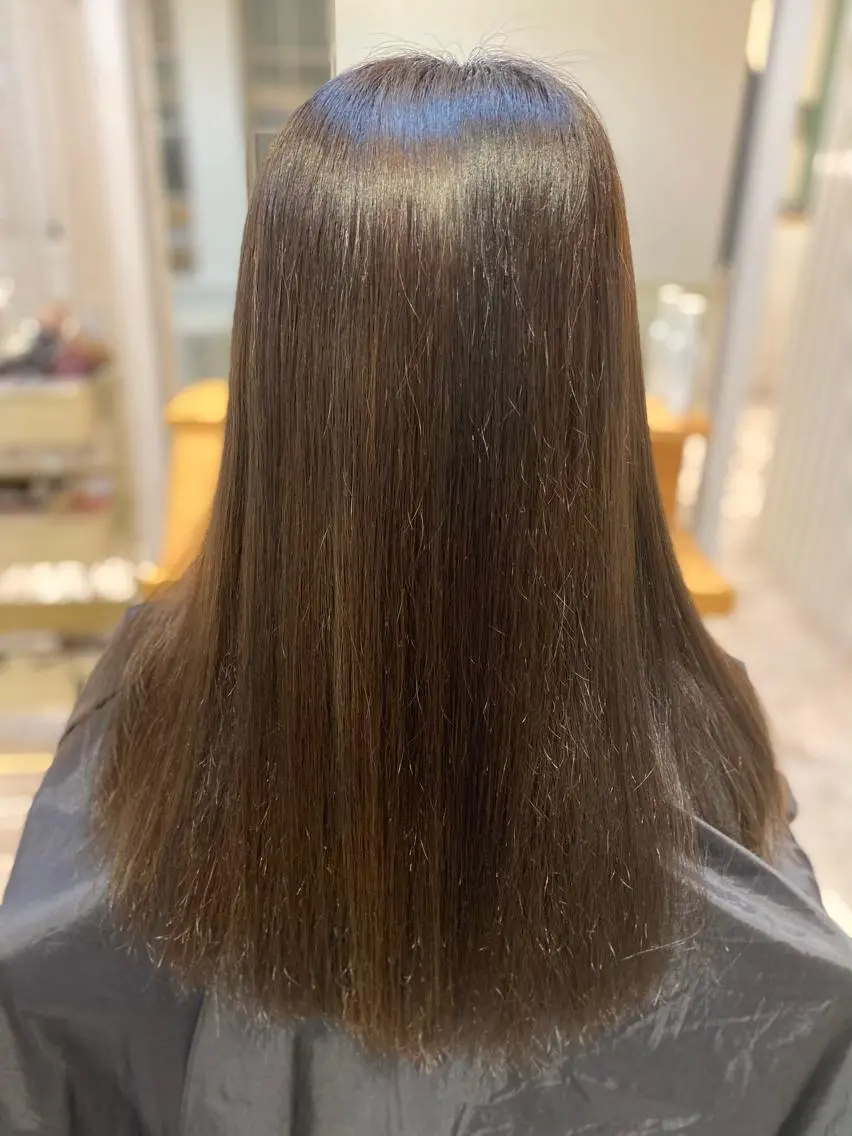 セミロング カラー アッシュ 酸性ストレート/ブリ ーチなしWカラー河本のヘアスタイル