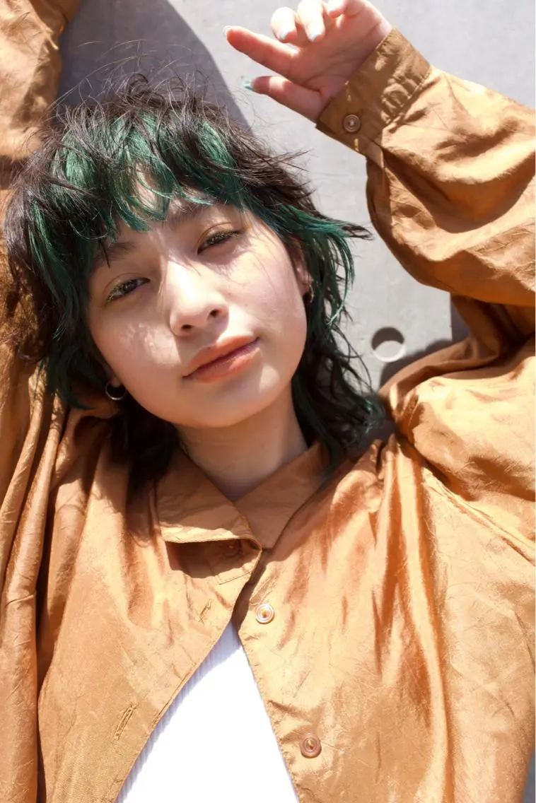 ミディアム カラー パーマウルフショート 濱田匠のヘアスタイル