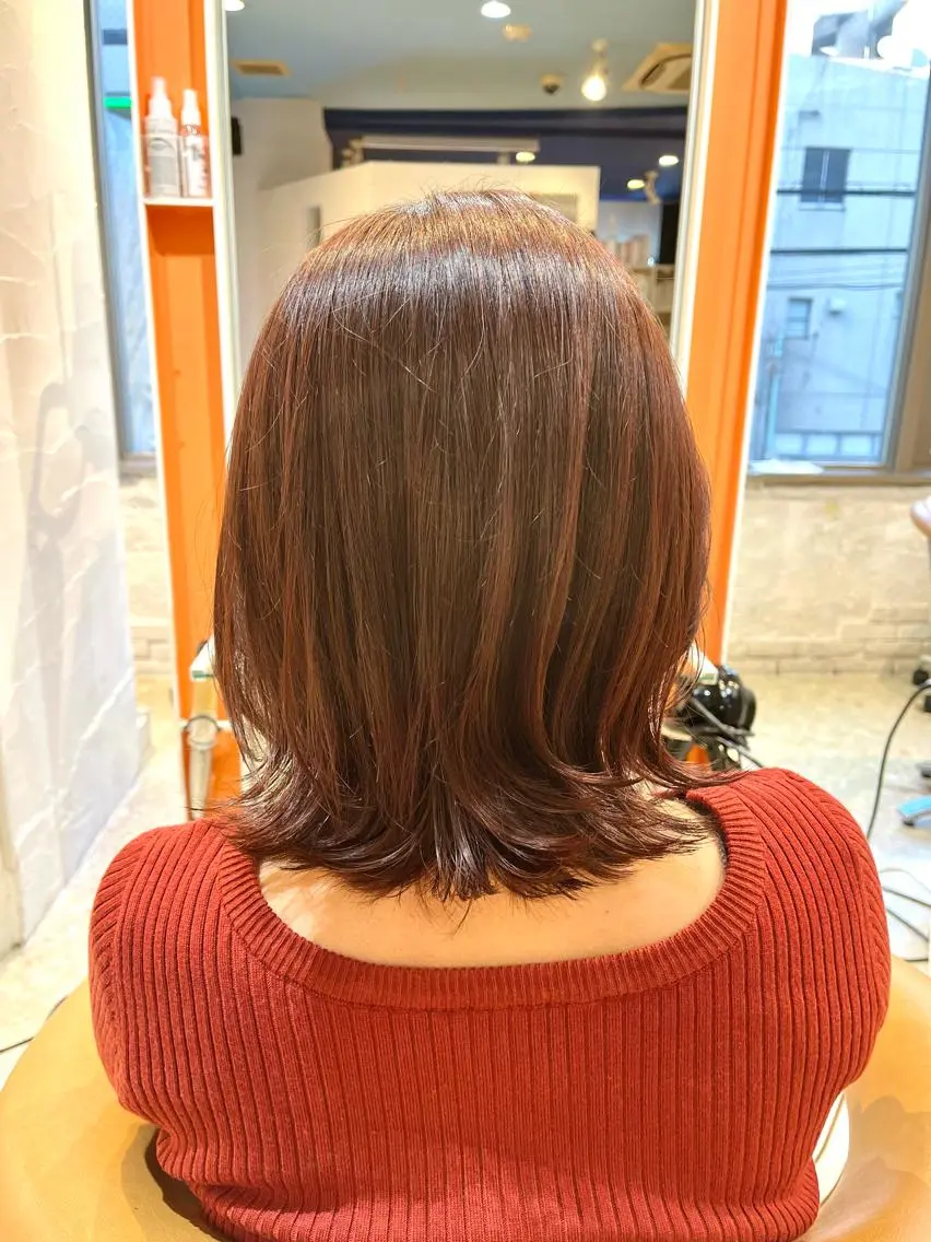 ミディアム カラー カット ヘアカラー 縮毛矯正 うしだ かおるのヘアスタイル