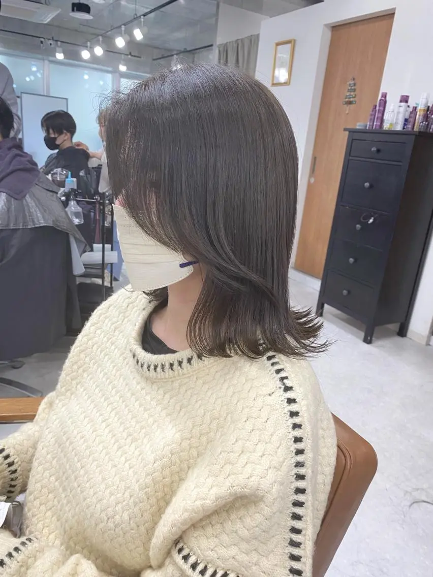 セミロング カラー ヘアアレンジ 🌷FUKA🌷 まろやかハイトーンのヘアスタイル