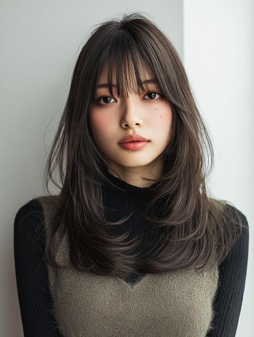セミロング 🍒暖色×ハイトーン ×デザイン✨まなりのヘアスタイル