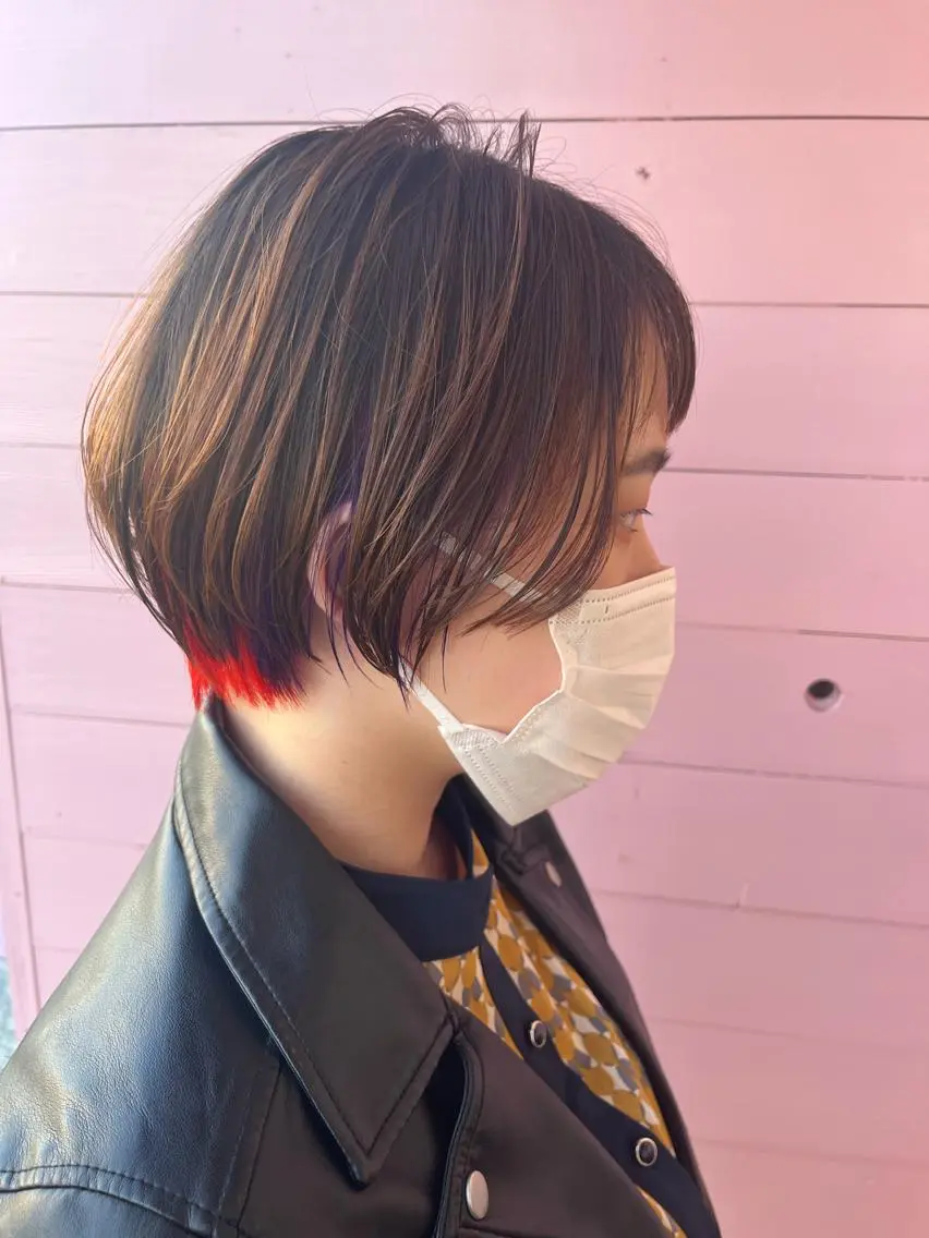 ショート カラー アイブロウ バレイヤージュ ブリーチ ケアブリーチ 透明感カラー デザインカラー 🔆韓国 norika🔆のヘアスタイル