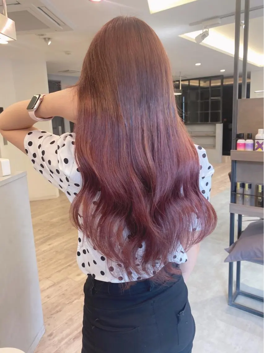 ロング カラー ヘアアレンジ グラデーションカラー ピンクカラー 🌷FUKA🌷 まろやかハイトーンのヘアスタイル