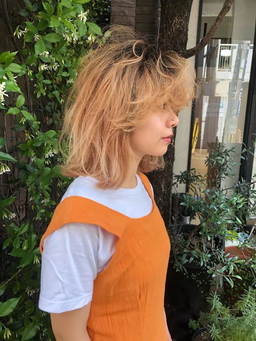 ミディアム カラー ベージュカラー Pia ツボイ ケイタのヘアスタイル