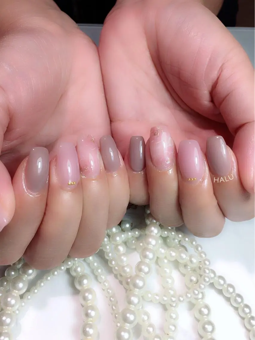ネイル クリアネイル オフィスネイル HALU ハルのネイルデザイン