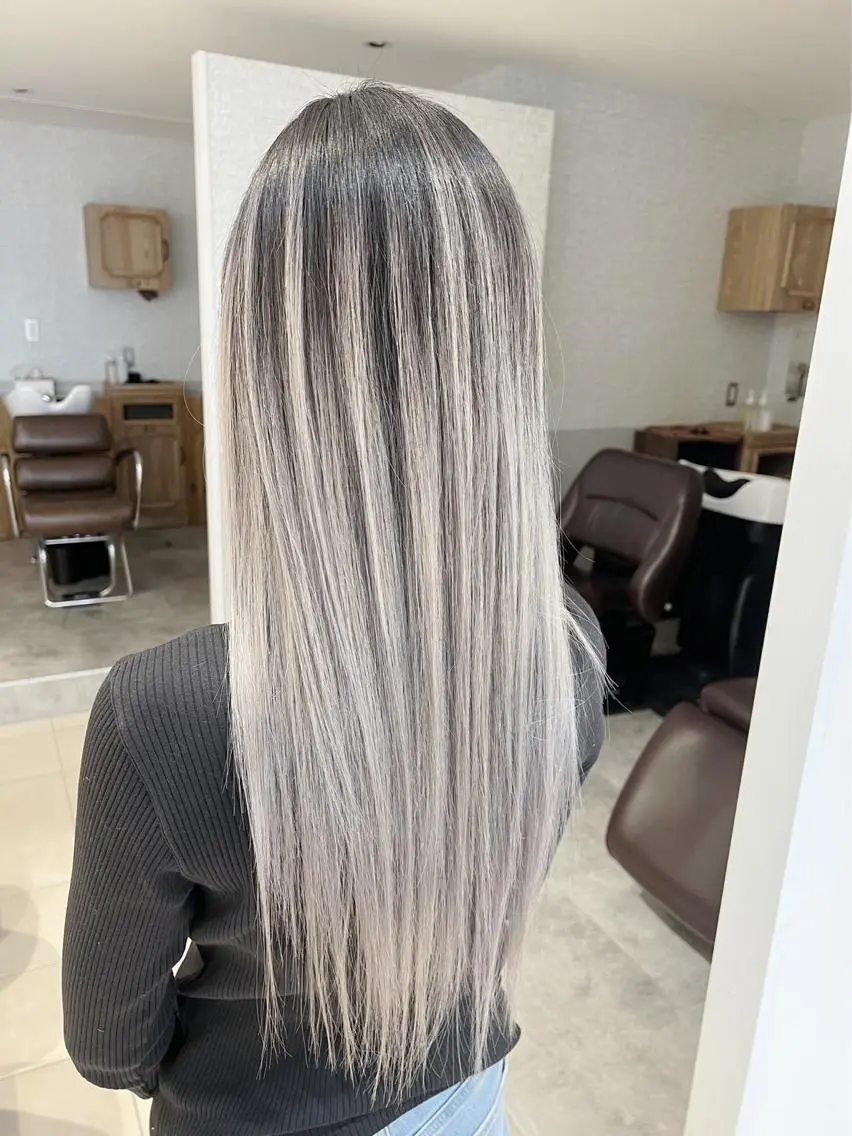 ロング カラー バレイヤージュ シルバー ホワイトシルバー レイヤーカット 指名数No.1 /NAOYAのヘアスタイル
