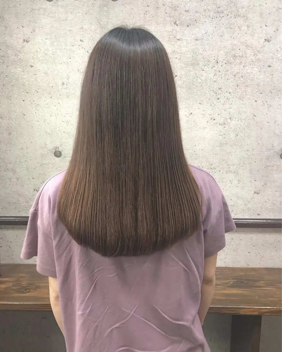 ロング パーマ ストレートパーマ 江原 彩華のヘアスタイル