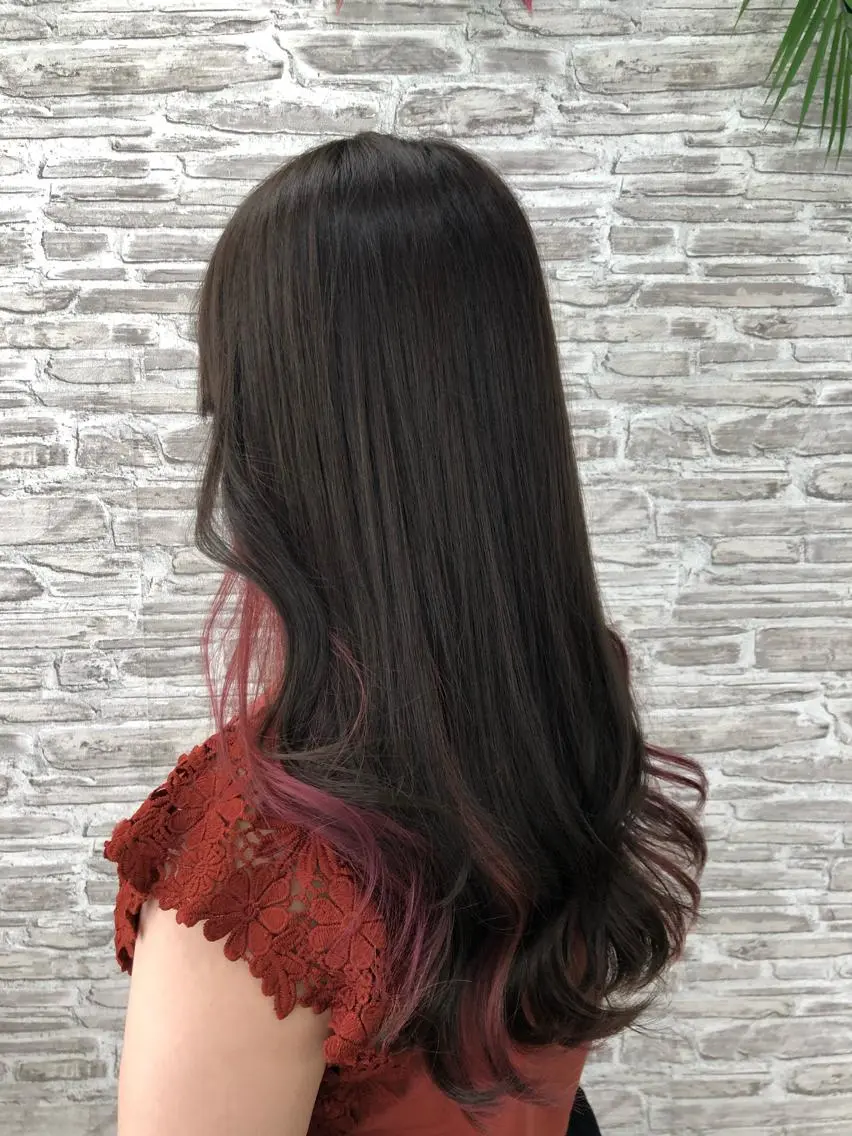 ロング カラー ピンクカラー バイオレットカラー ヘアセット 韓国ヘア🤍髪質改善 🇰🇷AKANEのヘアスタイル