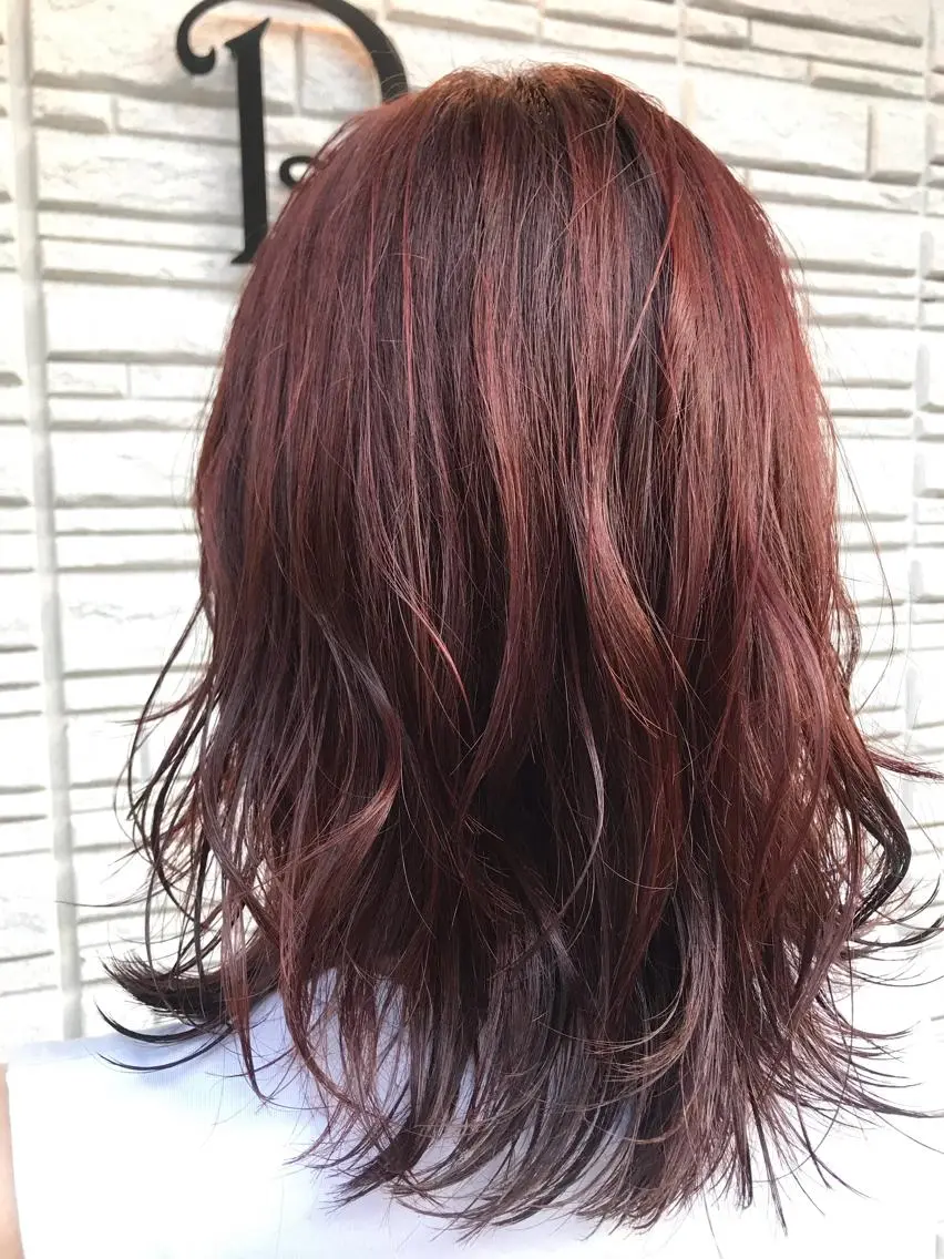 ミディアム カラー 暖色カラー🍊 ボブ🌿顔周りcutのヘアスタイル