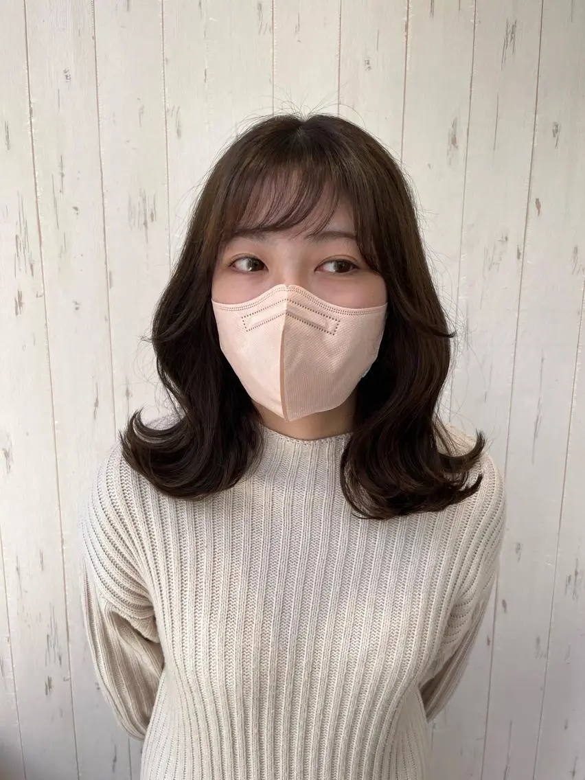 セミロング カラー ブリーチ ブラウンカラー くびれヘア dogstar小林諒 パーマ/レイヤーのヘアスタイル