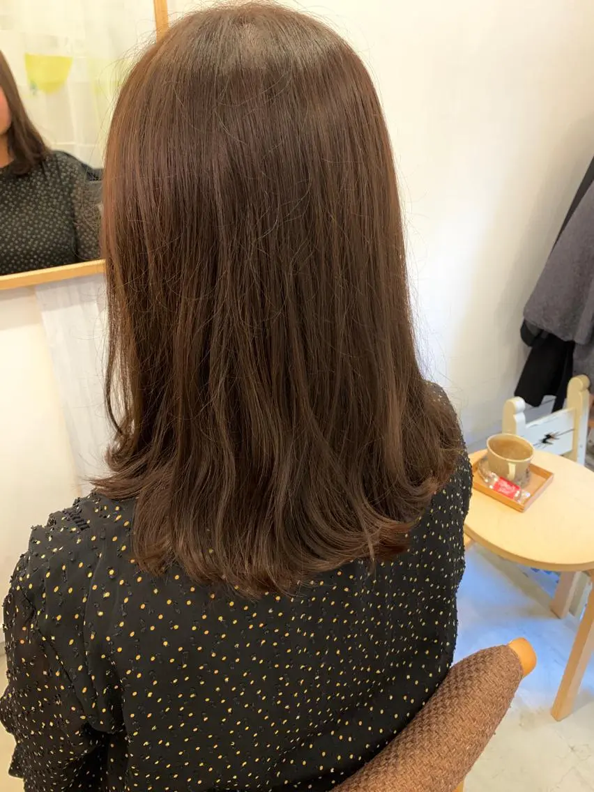 セミロング カラー 【髪質改善】【美髪】 【ツヤ髪】ほしのちりのヘアスタイル