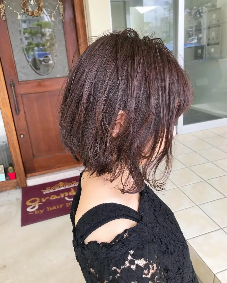 ショート カラー グレージュ パープルカラー パープルグレージュ カット ヘアカラー grand juteのヘアスタイル