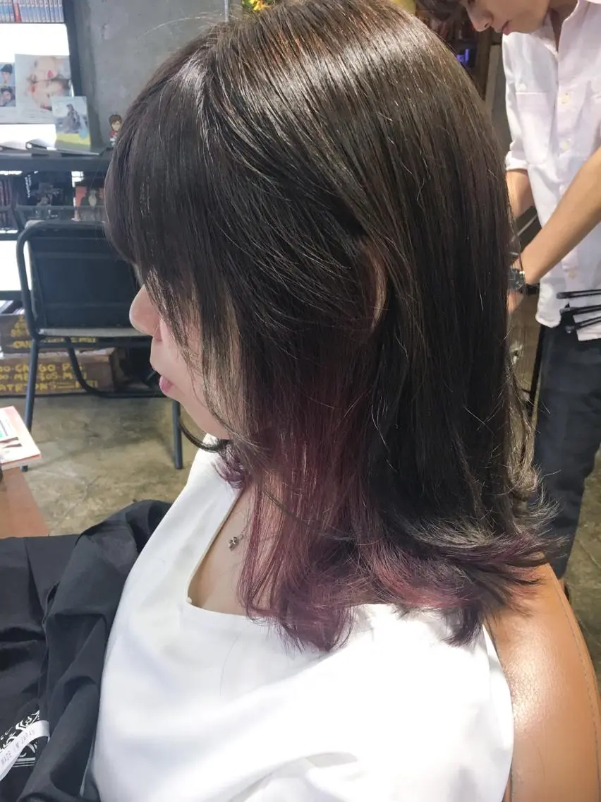 ミディアム カラー ダブルカラー ピンクカラー 北條 優輝のヘアスタイル