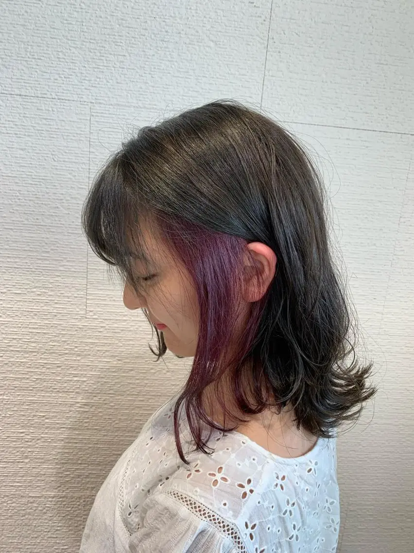 ミディアム カラー ヘアアレンジ 白髪ぼかしハイライト 茗荷谷駅徒歩2分のヘアスタイル