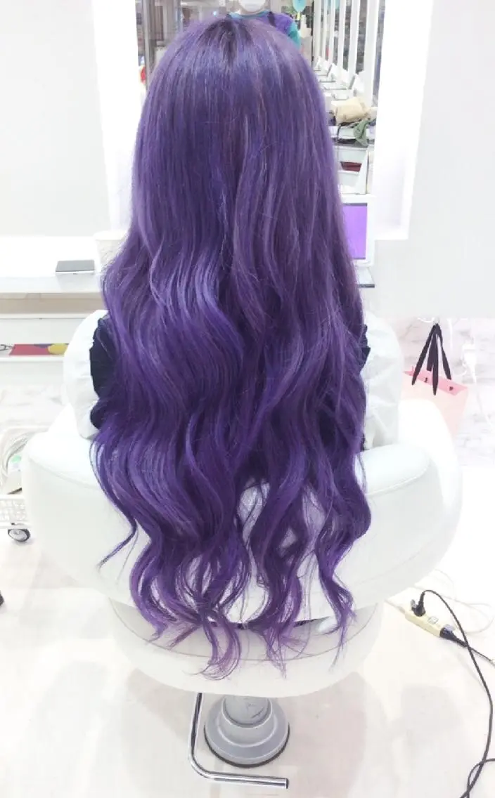ロング カラー パープルカラー 大場 友稀のヘアスタイル