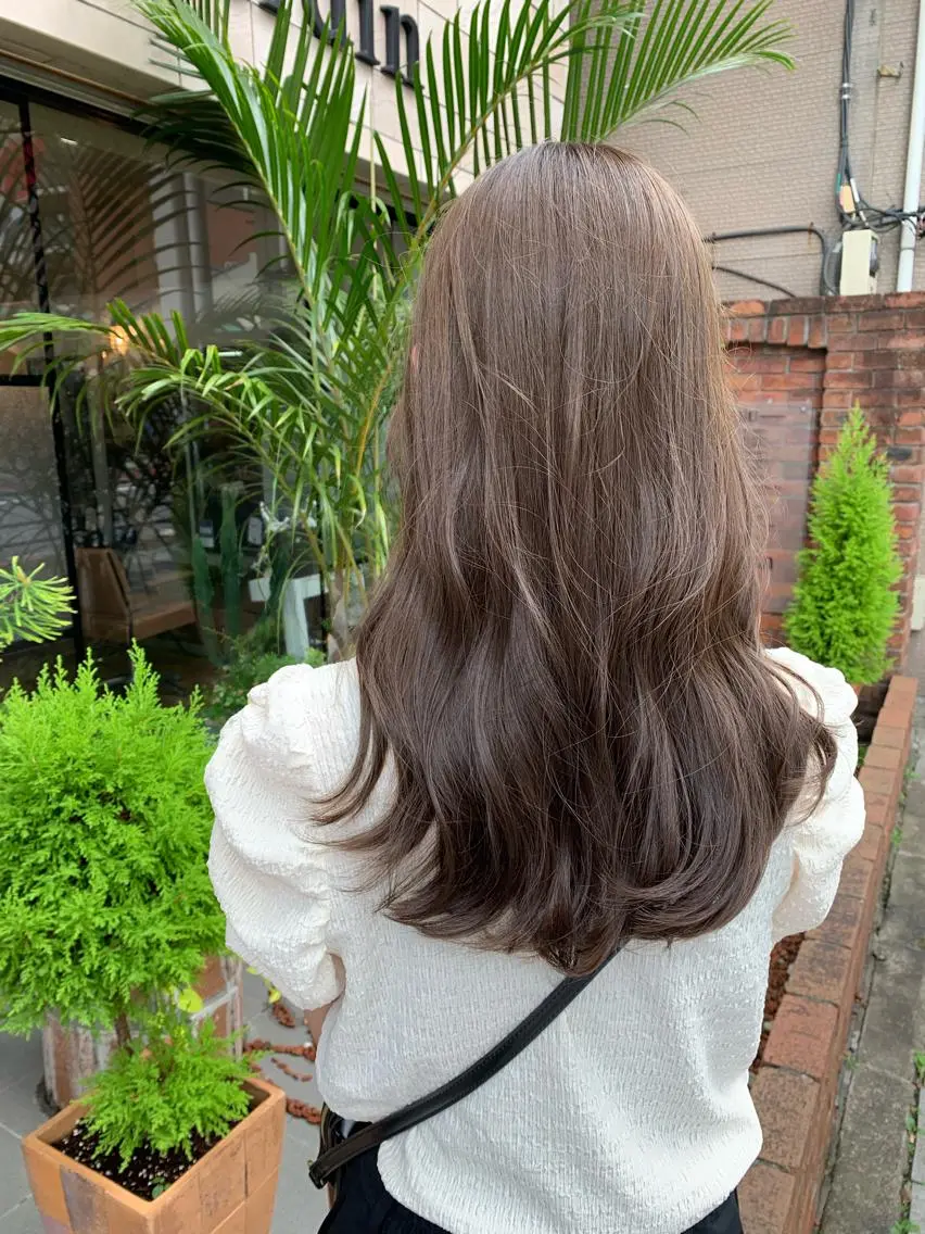 ロング カラー グレージュ オレンジ ヘアカラー トリートメント SHIAN 八王子👼鬼塚さやかのヘアスタイル
