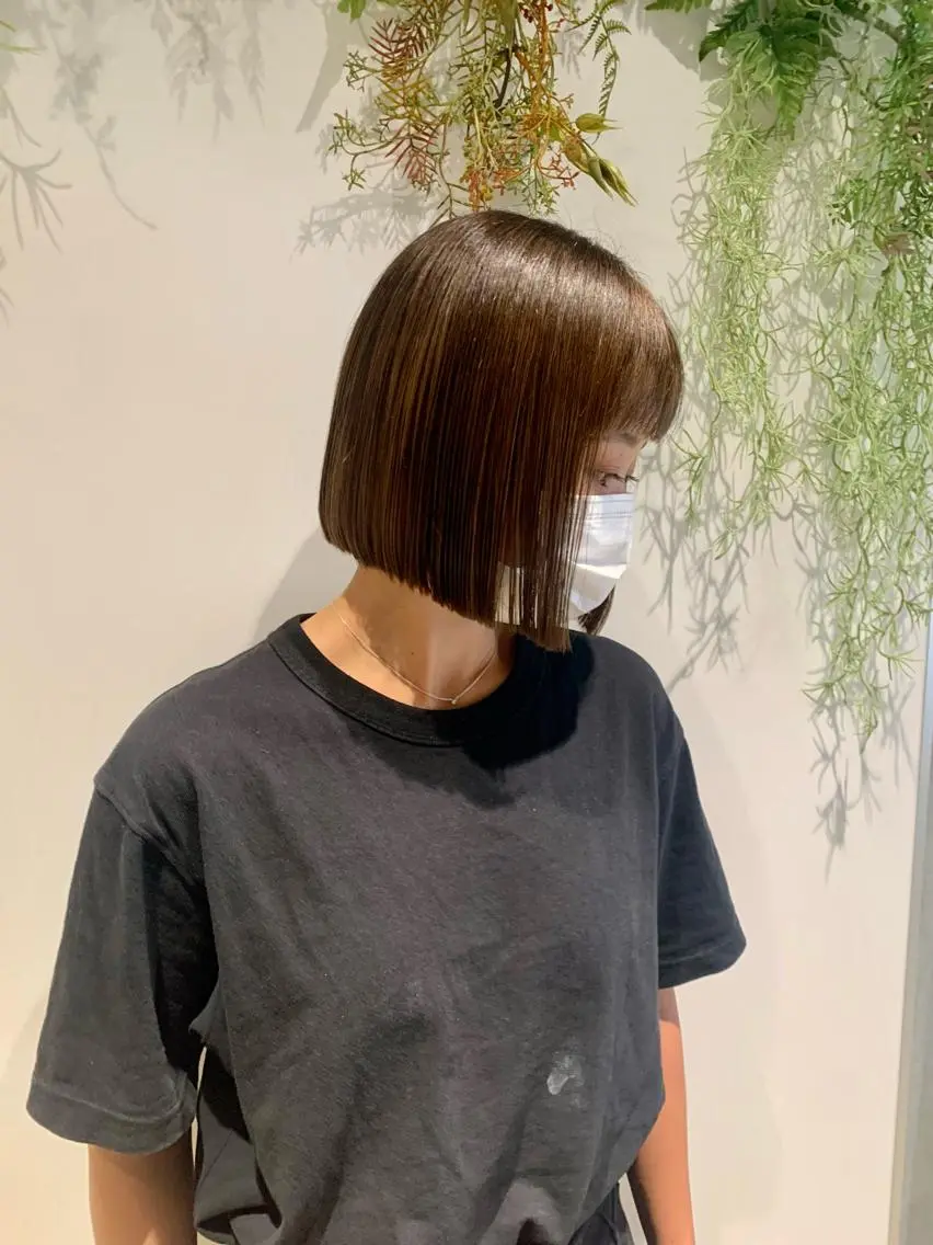 ミディアム ヘアアレンジ 切りっぱなしボブ ボブ 七原 海夕のヘアスタイル
