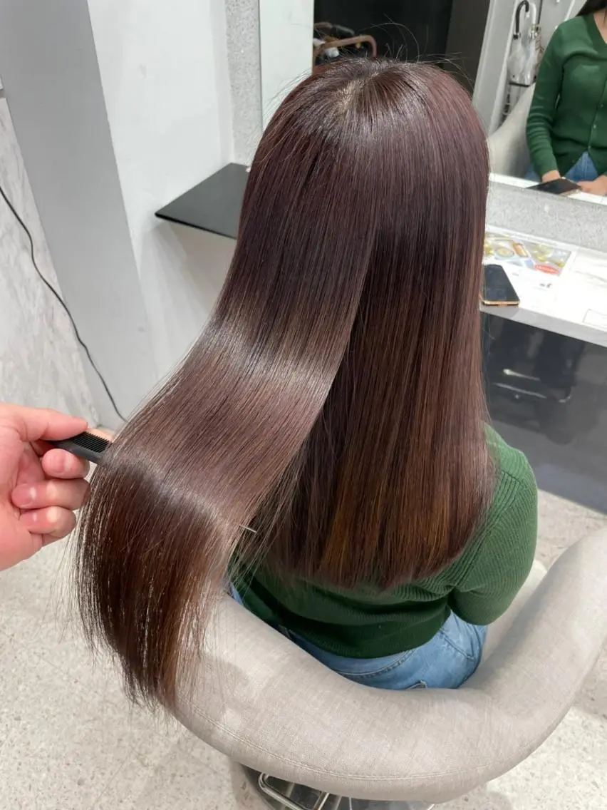 ロング お団子ヘア ミストバング ボブ ハイライト 姫カット 山本みづき 髪質改善のヘアスタイル