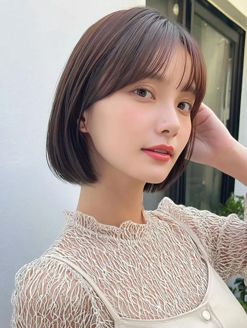 ミディアム 顔周りカット 髪質改善 韓国風ヘア レイヤーカット カット ヘアカラー FOCUS JAPAN4のヘアスタイル