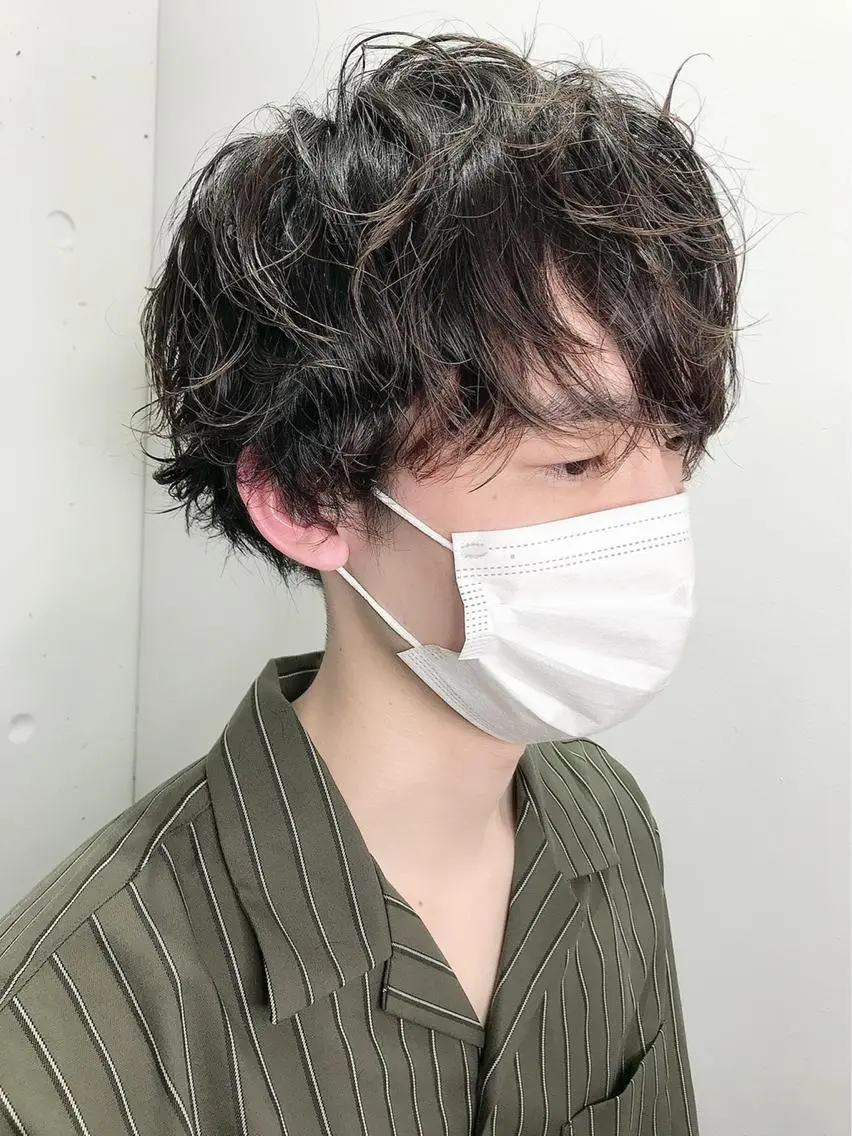 ショート パーマ メンズ メンズパーマ 暖色カラー🍊 せきゆうかのヘアスタイル