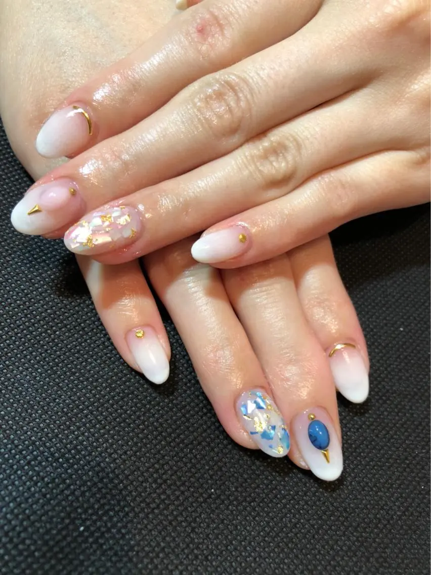 ネイル ジェルネイル パラジェル ストーンネイル ハンドネイル LIAN- nailのネイルデザイン