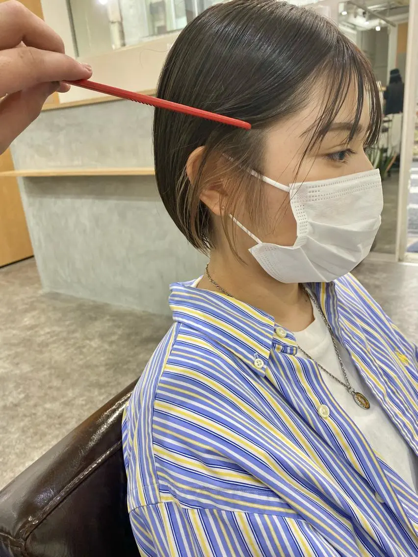 ショート カラー ブリーチ 抜きっぱなしブロンド ボブ カット ヘアカラー トリートメント 森貴裕/ベージュ/ パーマ/オリーブのヘアスタイル