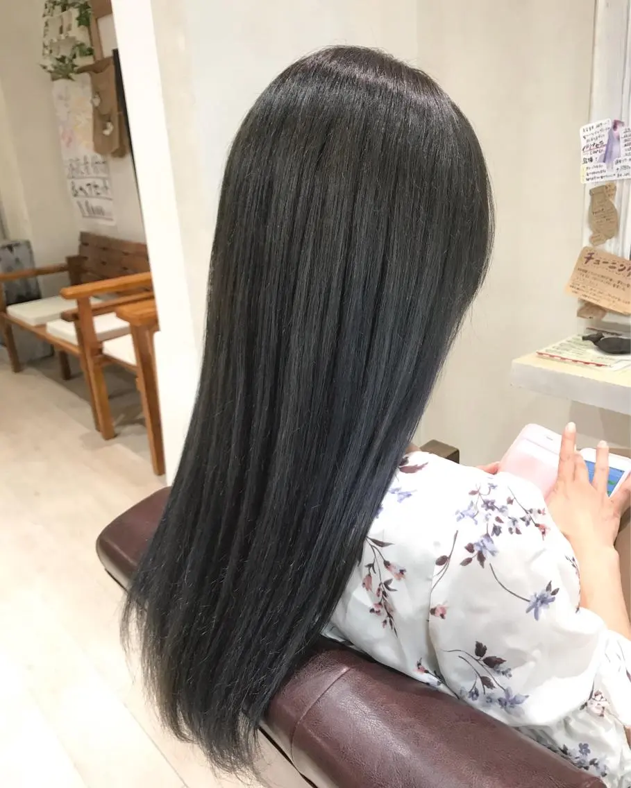 ロング カラー 黒髪 ブルーカラー ブルーブラック メンズ指名多数!! 田島史也のヘアスタイル