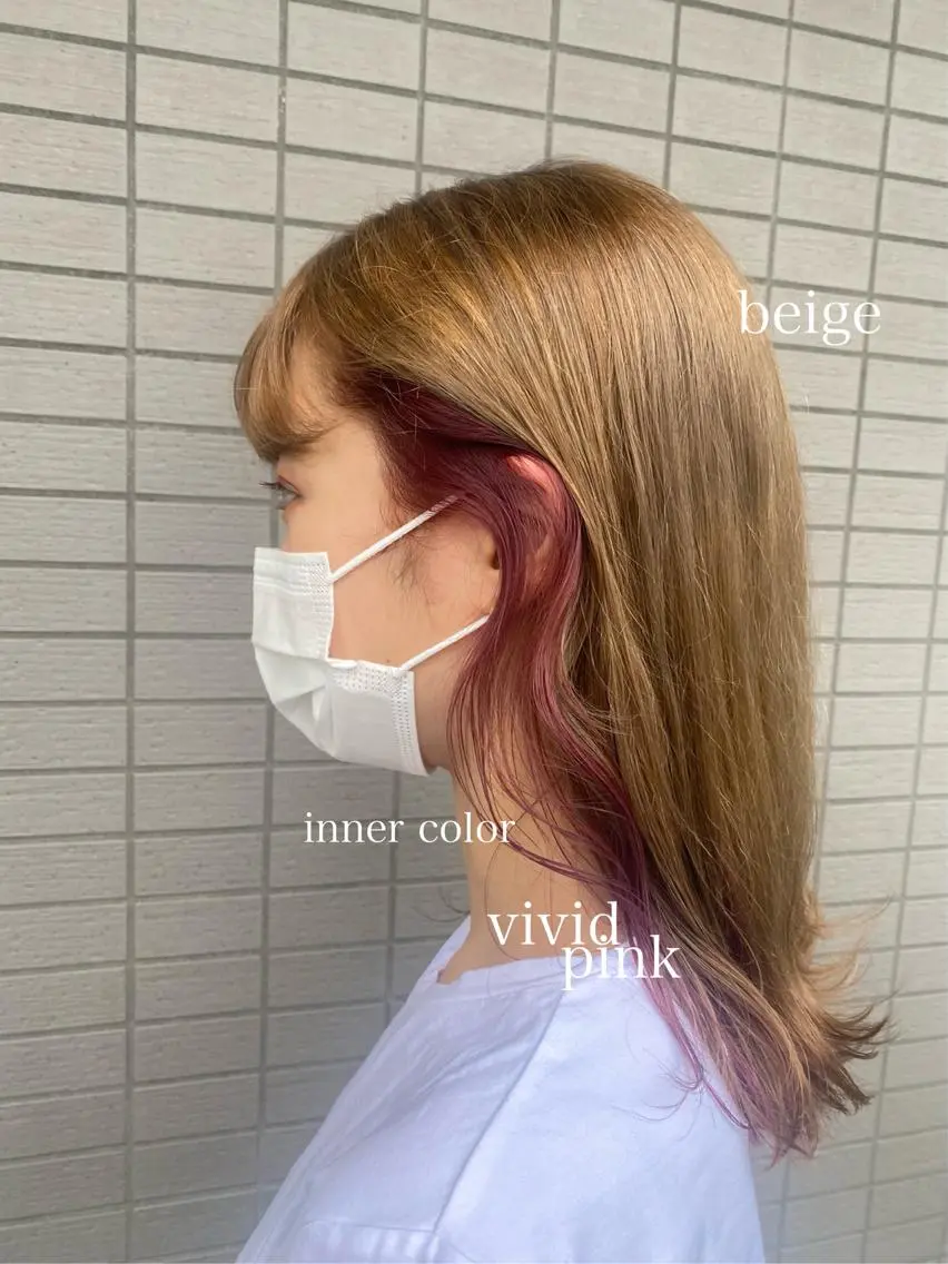 セミロング カラー ヘアアレンジ インナーカラー ヘアカラー トリートメント あおい 🍒暖色カラーのヘアスタイル