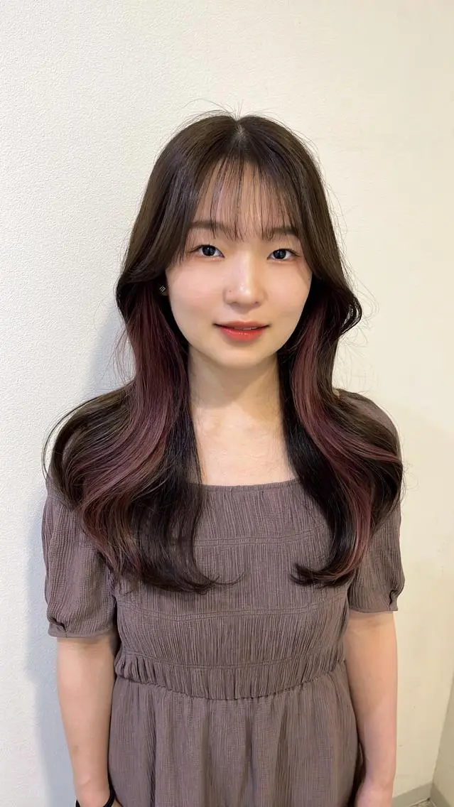 ロング カラー ヘアアレンジ ブラウンカラー ココアブラウン エギョモリ ヨシンモリ 韓国風ヘア カット ヘアカラー トリートメント 韓国×髪質改善特化 💍maki💍のヘアスタイル