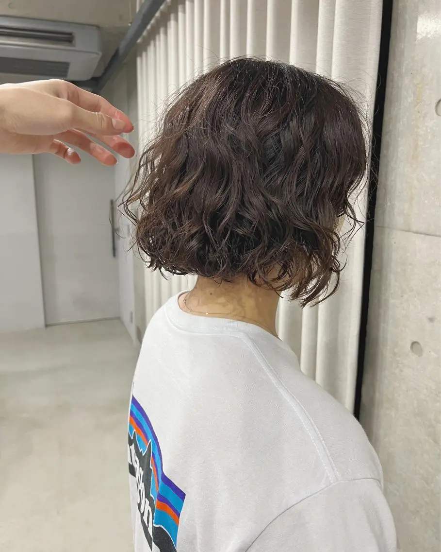 パーマ カット パーマ トリートメント ボブパーマコテ巻き風 パーマNo1深江秀平のヘアスタイル