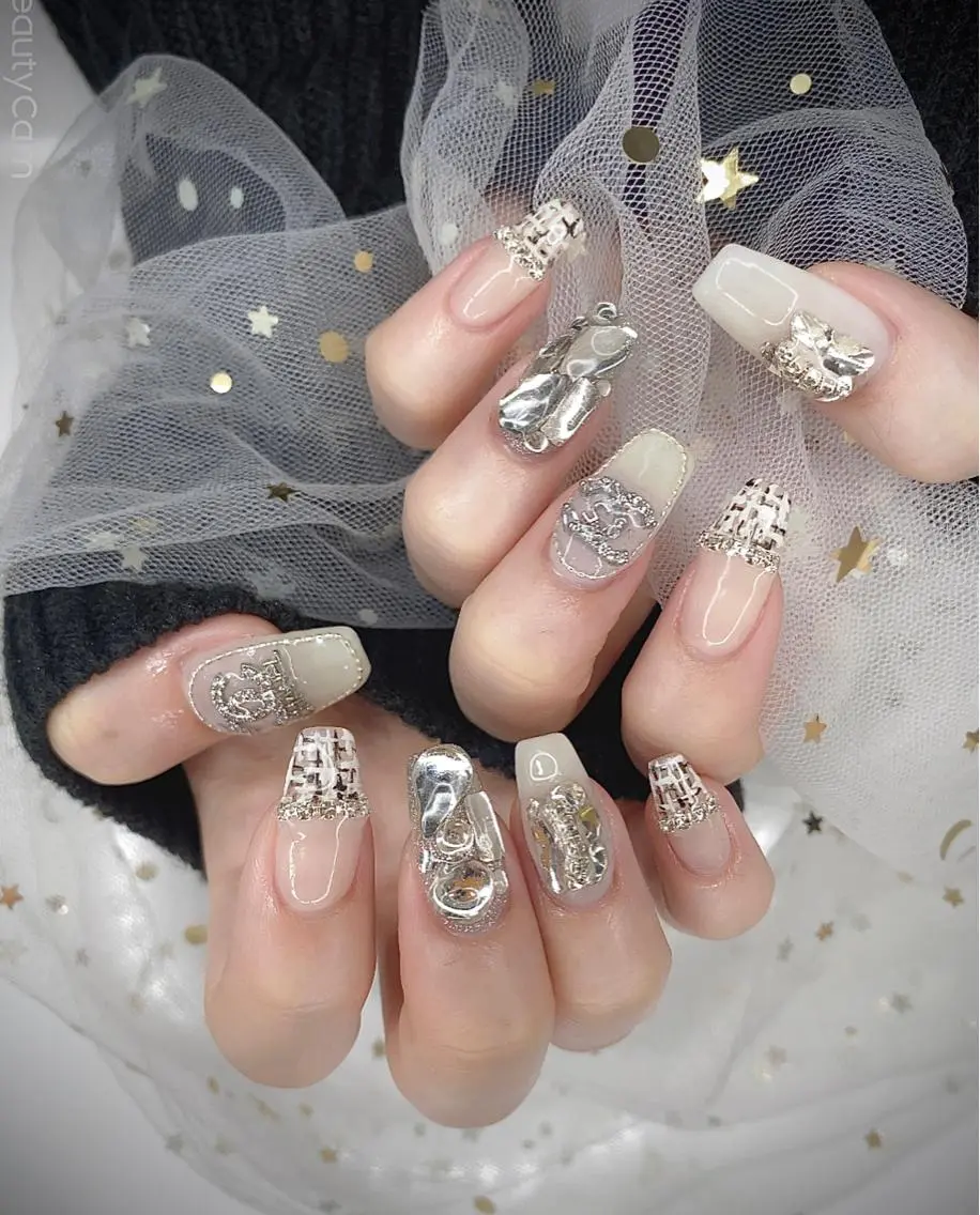 ネイル I-nailロング /ワンホン/キラキラのネイルデザイン