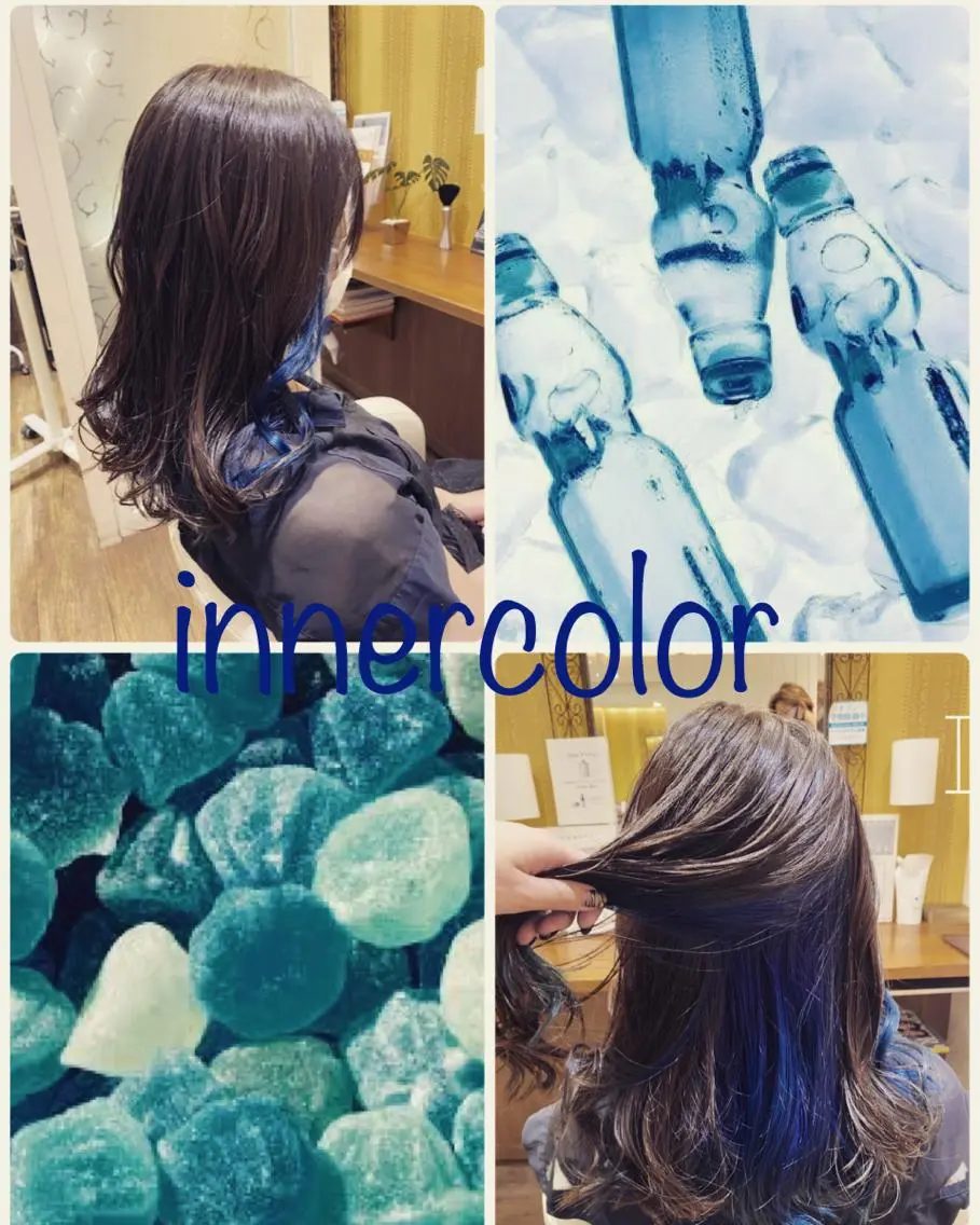 セミロング カラー ブリーチ ブルーカラー フルカワ ノゾミのヘアスタイル