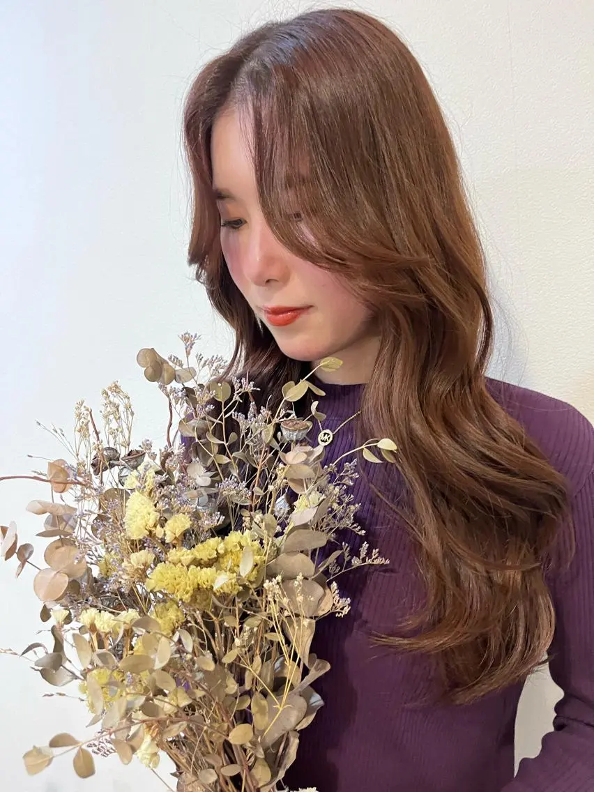 ロング カラー ヘアアレンジ ブラウンカラー ココアブラウン エギョモリ ヨシンモリ 韓国風ヘア 韓国×髪質改善特化 💍maki💍のヘアスタイル