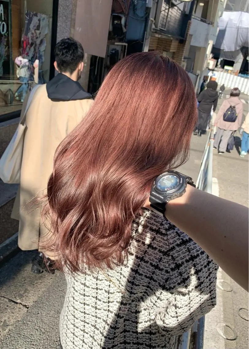セミロング カラー ベージュカラー ピンクカラー ピンクベージュ 矢野 晃平のヘアスタイル