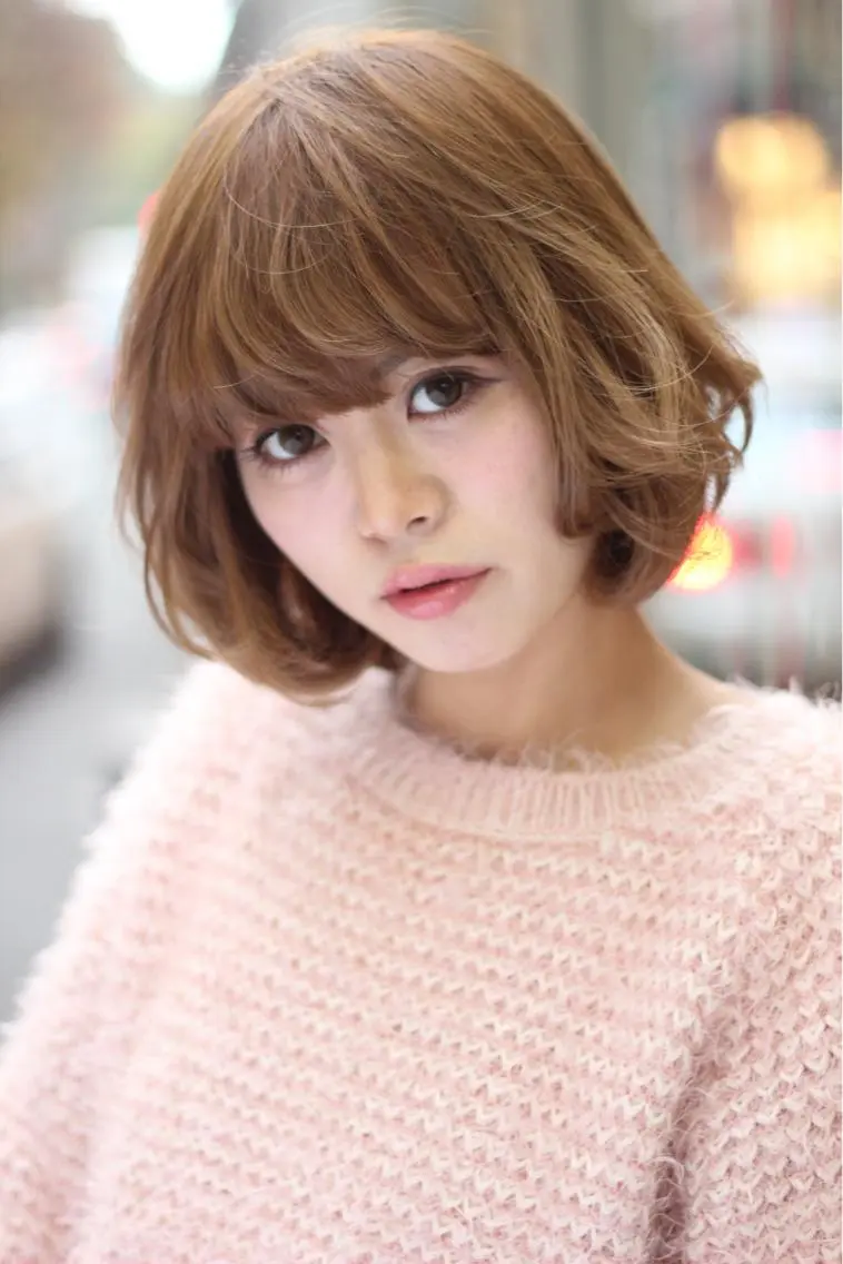 ショート ミディアム カラー パーマ ボブ 成松 勇治のヘアスタイル