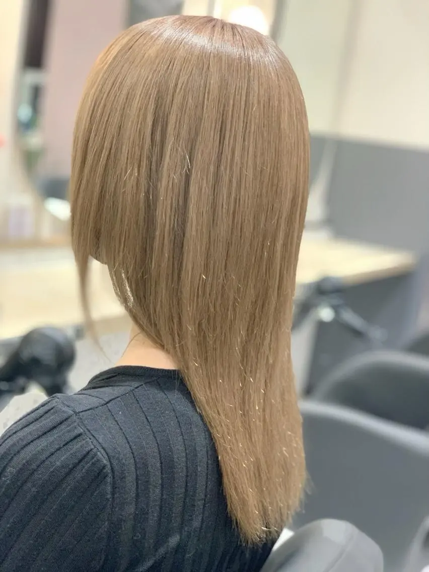 ミディアム カラー ヘアアレンジ カット ヘアカラー トリートメント 髪質改善×ハイトーン 中田啄也のヘアスタイル