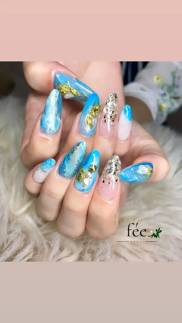 ネイル フットネイル ジェルネイル マグネットネイル ミラーネイル パラジェル ハンドネイル nail salon fee(フィー)のネイルデザイン