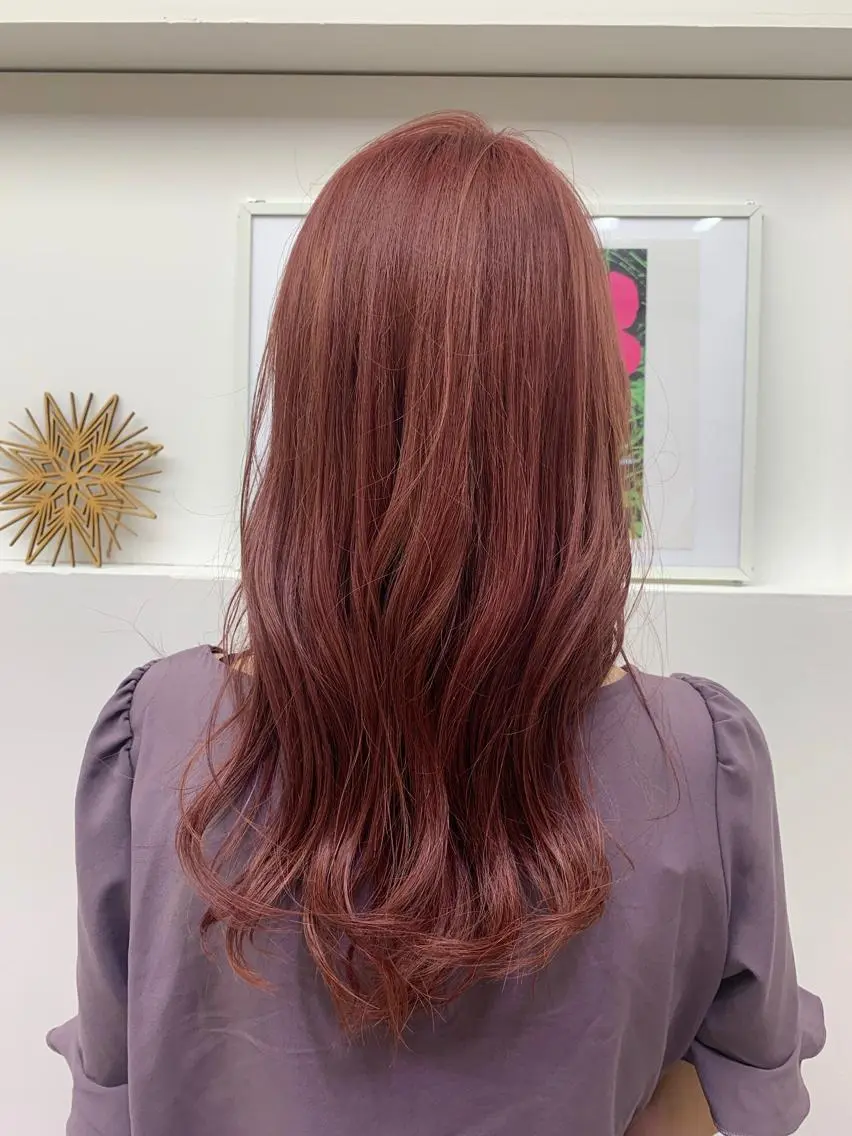 ロング カラー ベージュカラー ブリーチ ピンクカラー ピンクベージュ 福田千尋/インナー カラー/縮毛矯正のヘアスタイル