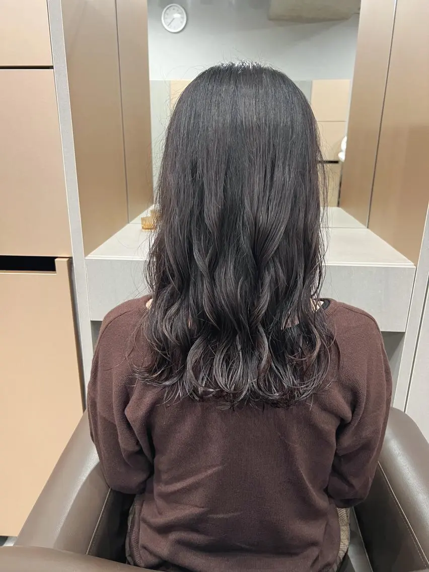 セミロング パーマ カット ヘアカラー パーマ ボブパーマコテ巻き風 パーマNo1深江秀平のヘアスタイル