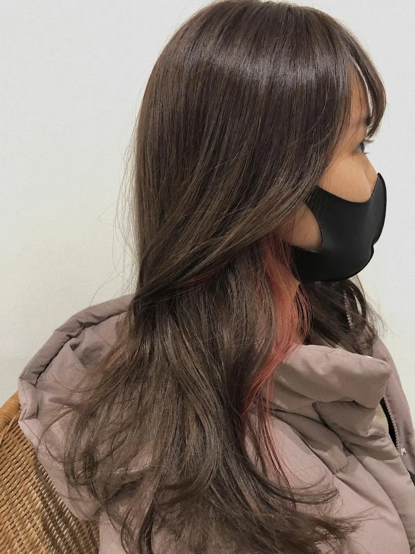 セミロング カラー ベージュカラー ブリーチ ハイライトカラー ピンクカラー ハイライト NAKAGAWA YUICHIのヘアスタイル