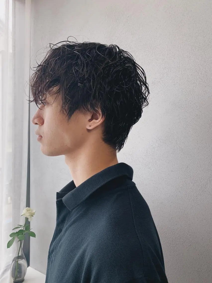 ショート パーマ メンズ ボブパーマコテ巻き風 パーマNo1深江秀平のヘアスタイル