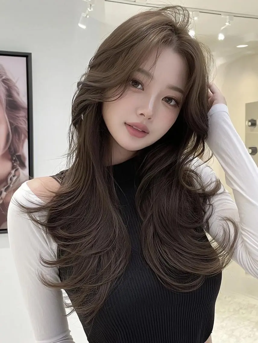 ロング カラー 透明感カラー レイヤーカット カット ヘアカラー トリートメント レイヤーカット✨ 福井雄登のヘアスタイル