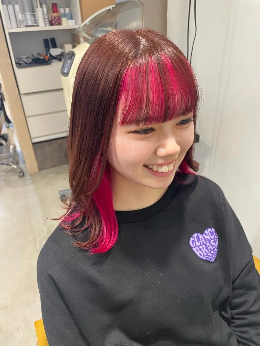 ミディアム カラー ヘアカラー チグサ ミウのヘアスタイル