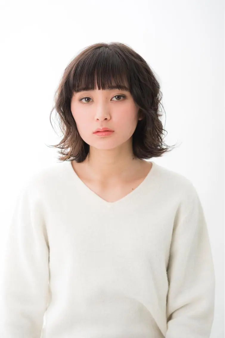 ミディアム パーマ ミディアムパーマ ボブ 苅北 泰輔のヘアスタイル